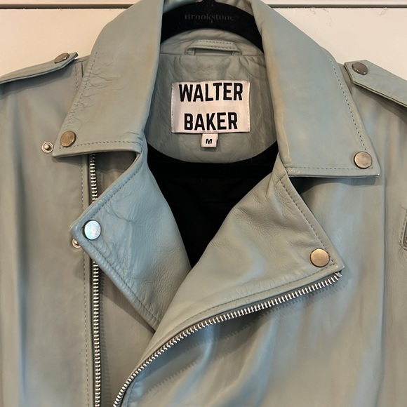 Walter Baker Leather Jacket, Light Blue - Picture 2 of 3